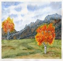 Autumn original watercolor landscape painting  - Compare price