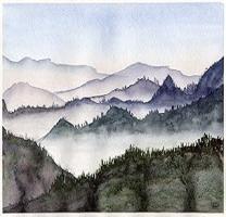 Infinite Silence original Dan Kostroma watercolor landscape mountain painting  - Compare price
